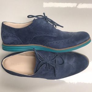 Cole Haan Blue Suede Lunargrand Oxfords Sz 11B